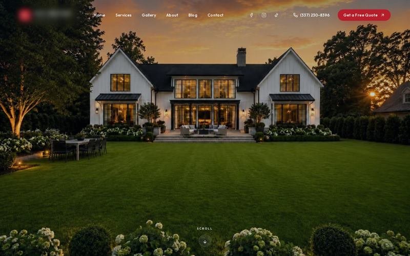 Construction company website, home page