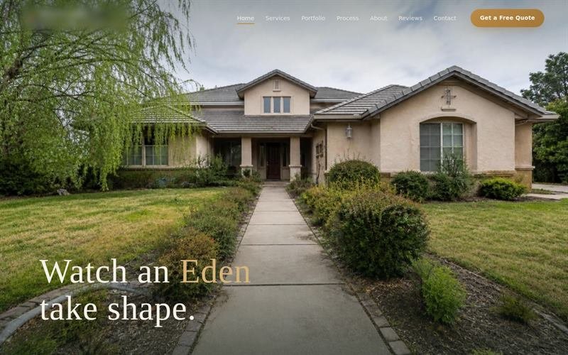 Landscaping company website, home page